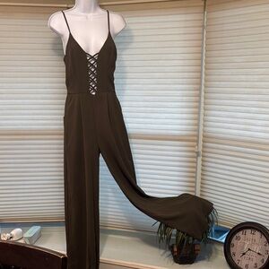 Gianni Bini Dark Olive Crisscross Jumpsuit